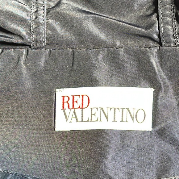 NWOT RED VALENTINO NAVY BLUE SEMI GLOSSY NYLON FLARED SCALLOPED EDGE ZIP JACKET - Picture 7 of 15